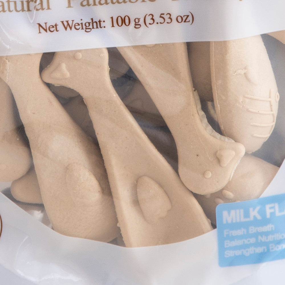 Pet Treats Milk Flavor Small Soft Cartoon Bones - 100gm, Pack Of 12pcs