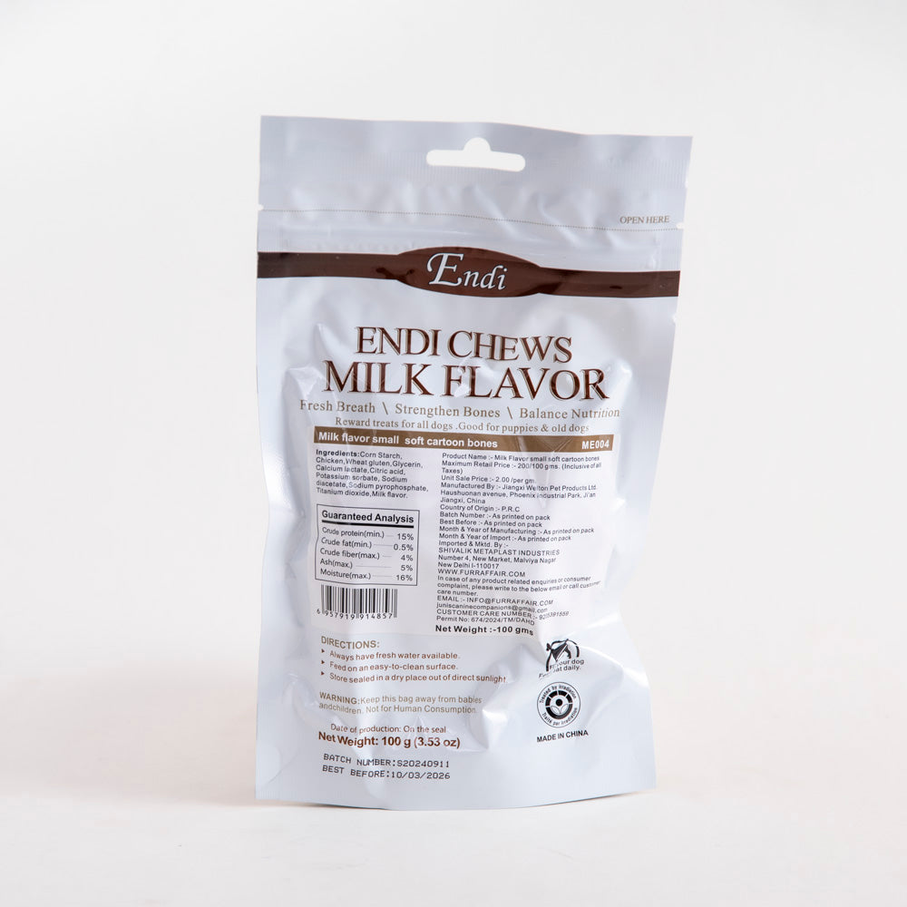 Pet Treats Milk Flavor Small Soft Cartoon Bones - 100gm, Pack Of 12pcs