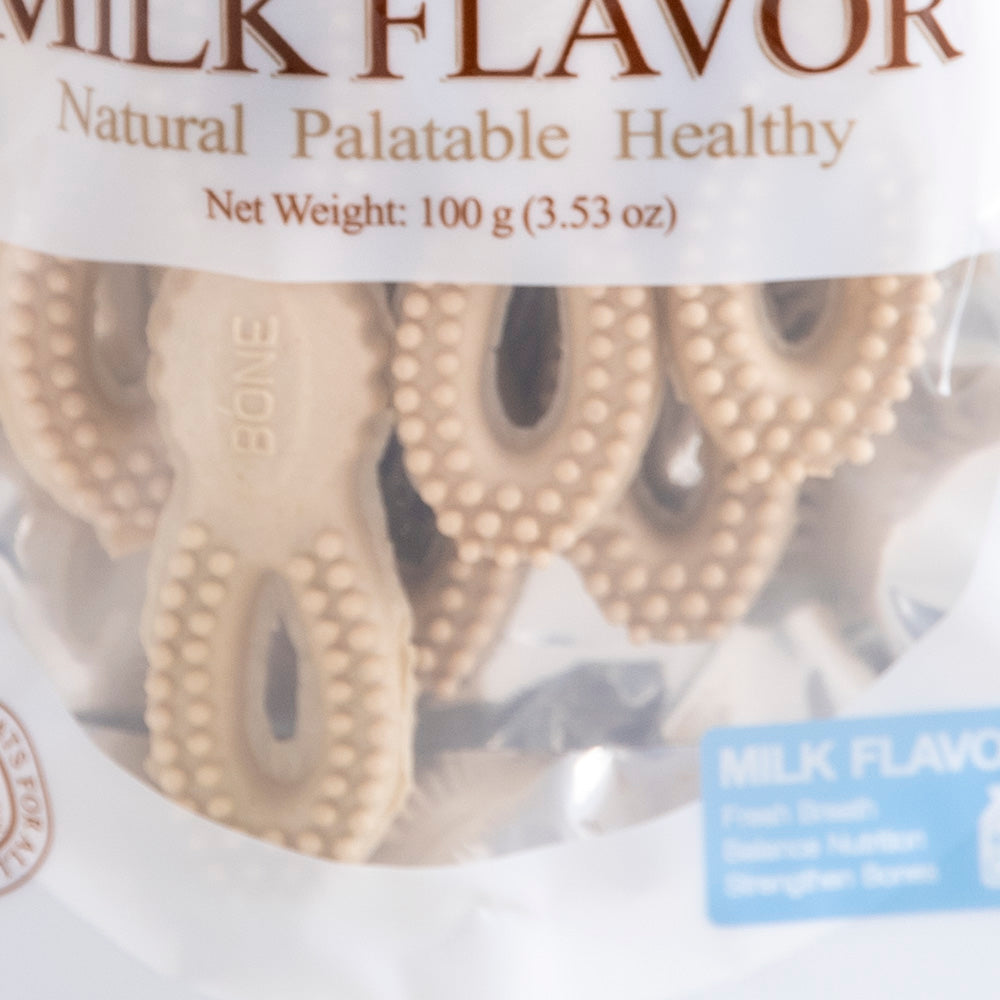 Pet Treats Milk Flavor 360 Dental Bones - 100gm, Pack Of 5pcs